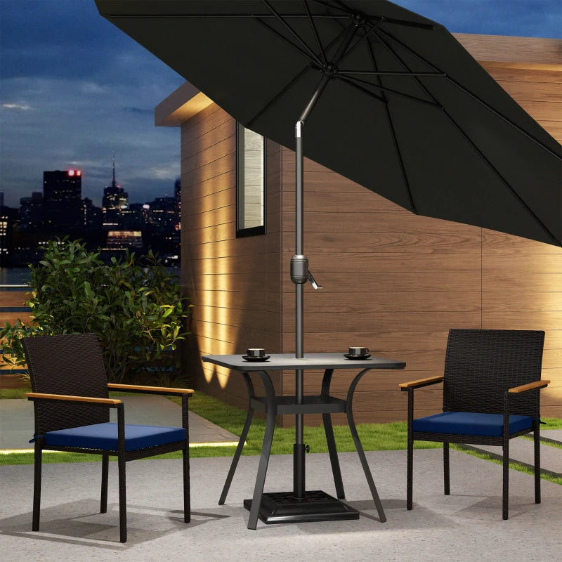 Stackable Wicker Patio Chairs Set of 2 with Removable Cushion, Armrest for Garden, Porch, Yard, Navy Blue