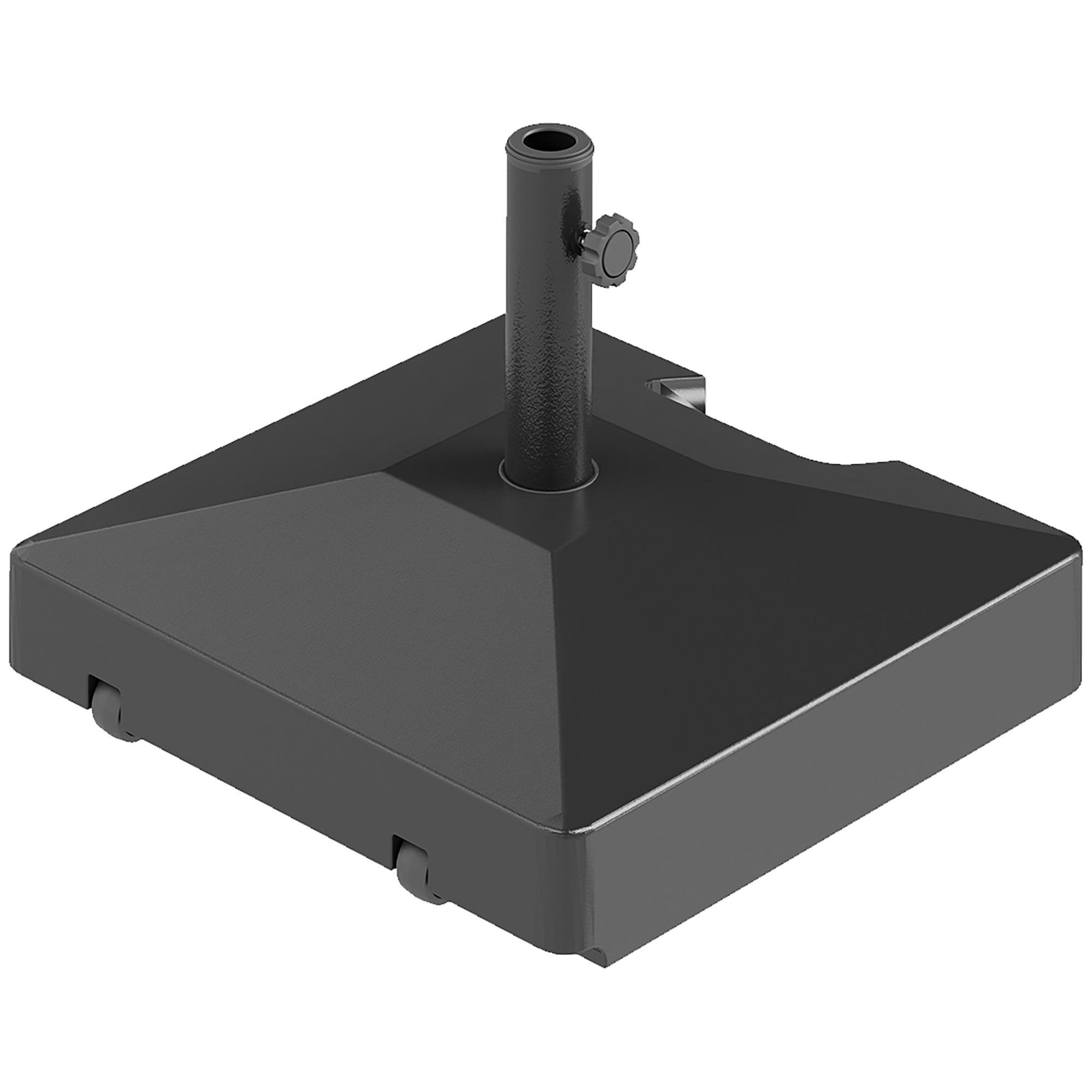 Outsunny Patio Umbrella Base with Wheels Handle, Heavy Duty Outdoor Umbrella Stand Base, Filled Up to 73lbs with Stand or 57lbs with Water for Garden, Poolside, Black