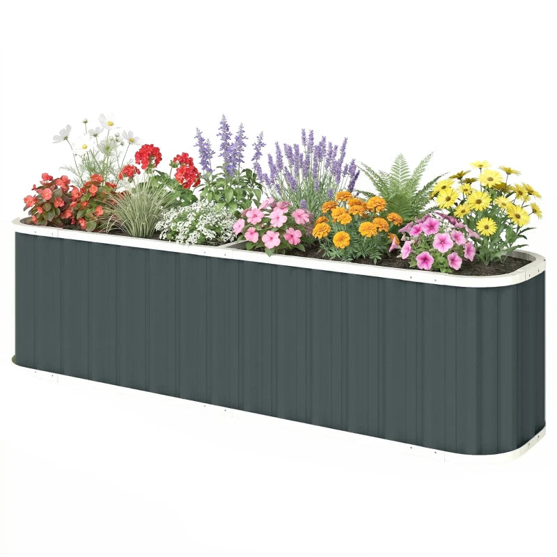 Galvanized Raised Garden Bed, Deep Rot Planter Box, Outdoor Garden Bed with Plant Labels, 7' x 2' x 2', Dark Grey