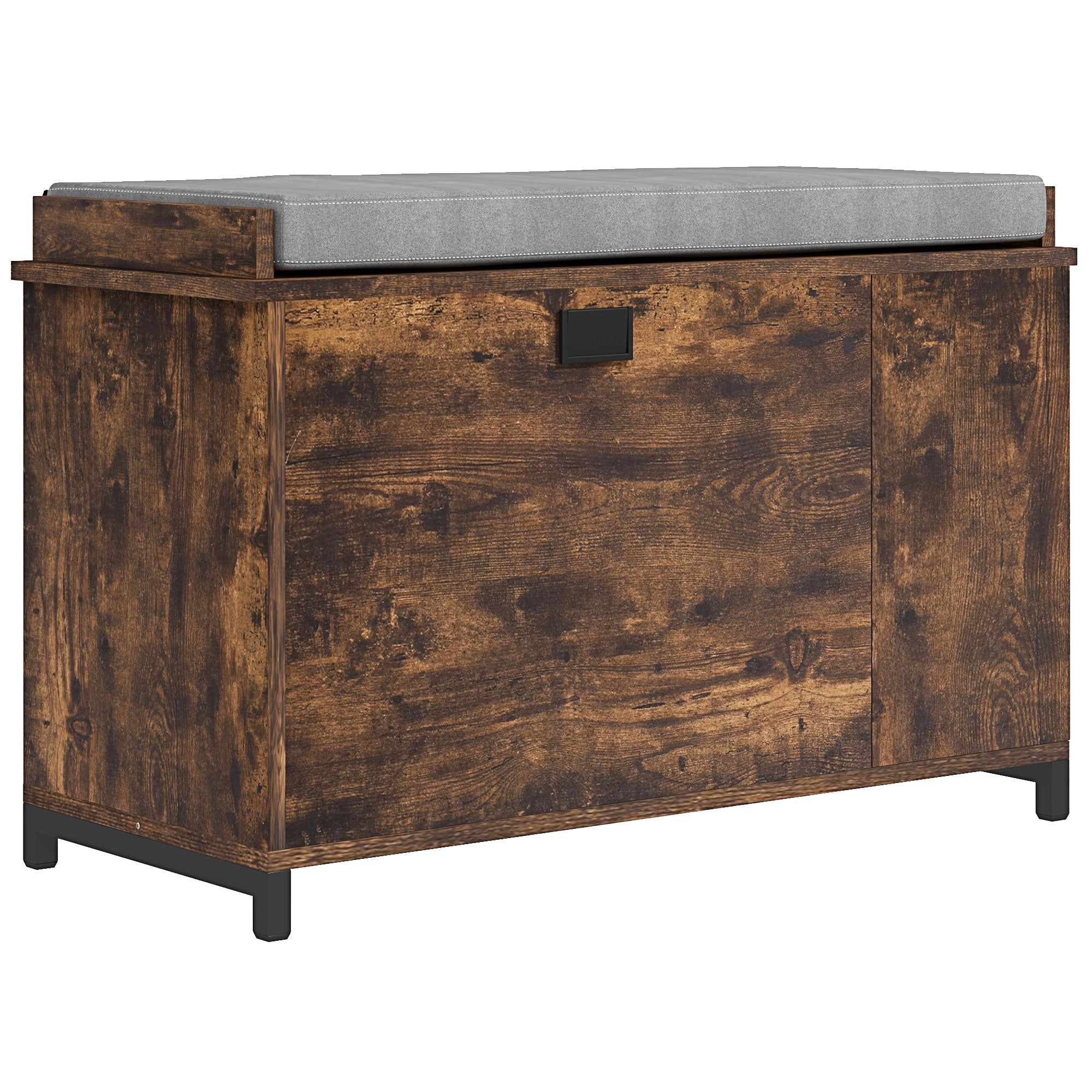 HOMCOM Hallway Bench with Shoe Storage Seat Rustic Brown Upholstered Flip Drawer Side Rack for 6 Pairs