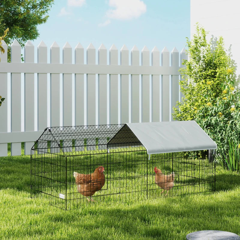 73" Small Animal Cage with Roof, Indoor/Outdoor Use, for Chicken, Rabbits, Chinchillas, Silver