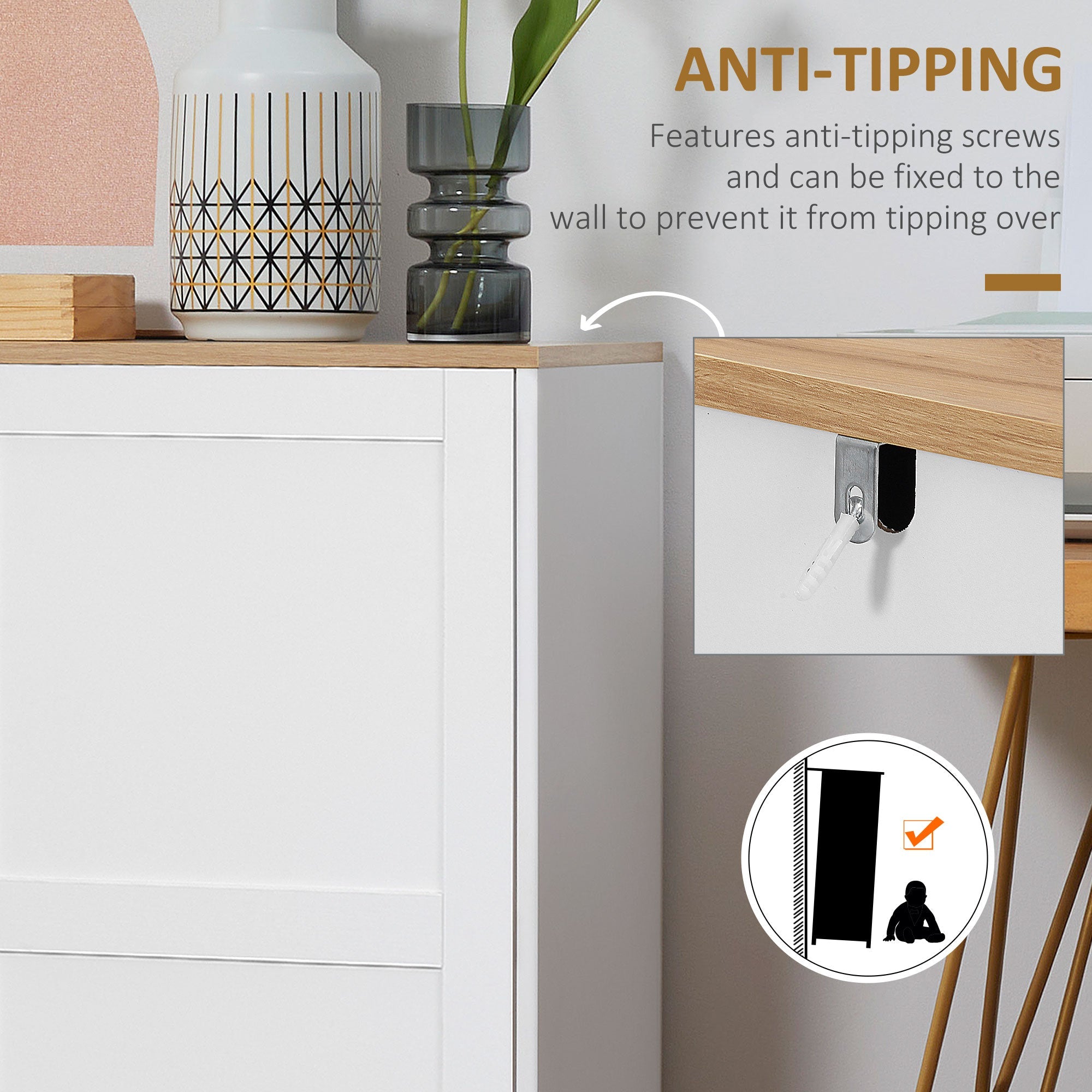 HOMCOM Kitchen Buffet Storage with 2 Doors and 2 Adjustable Shelves 90 x 39.5 x 88 cm White