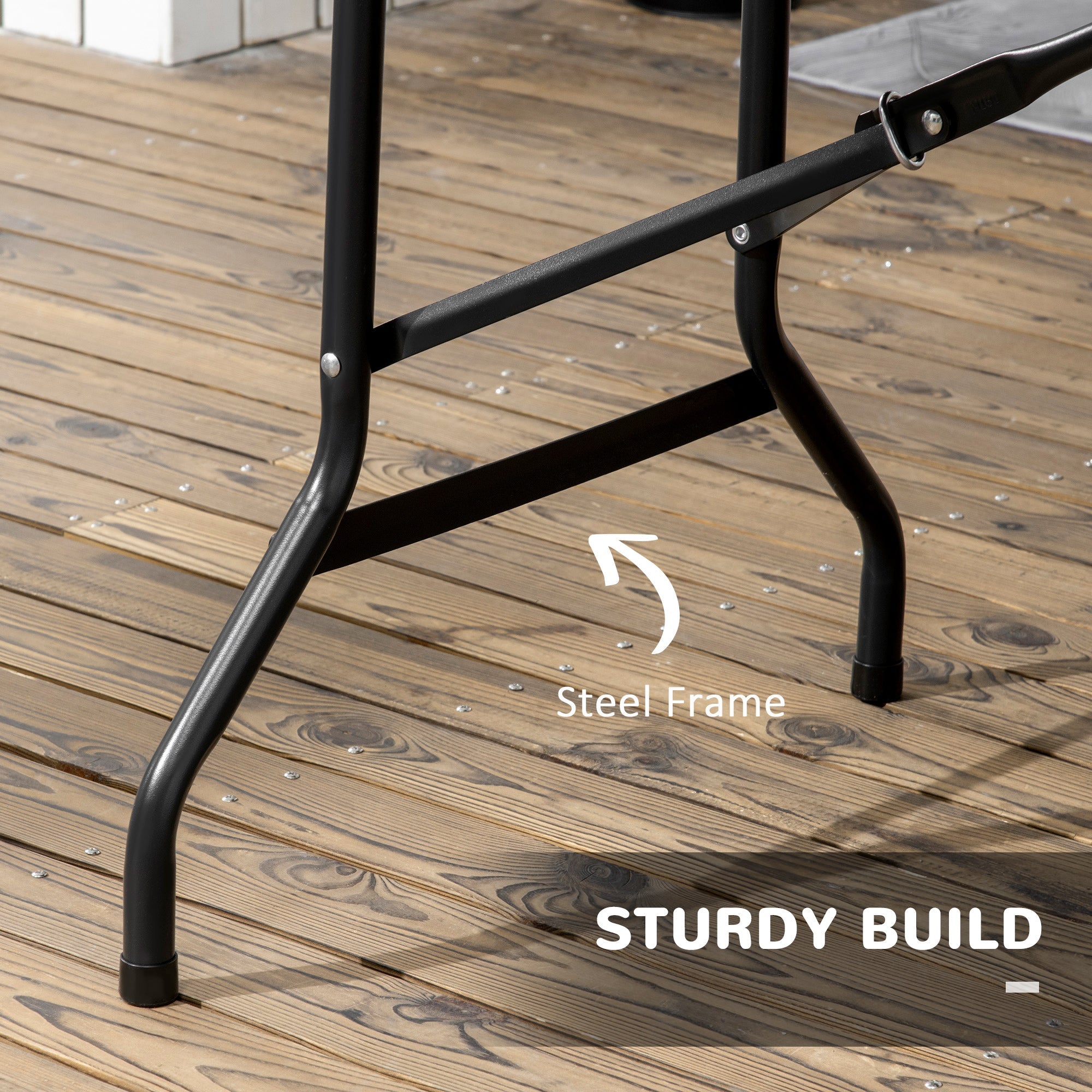 Outsunny Foldable Patio Dining Table for 6, Rectangular Outdoor Table for Garden Lawn Backyard, Dark Grey