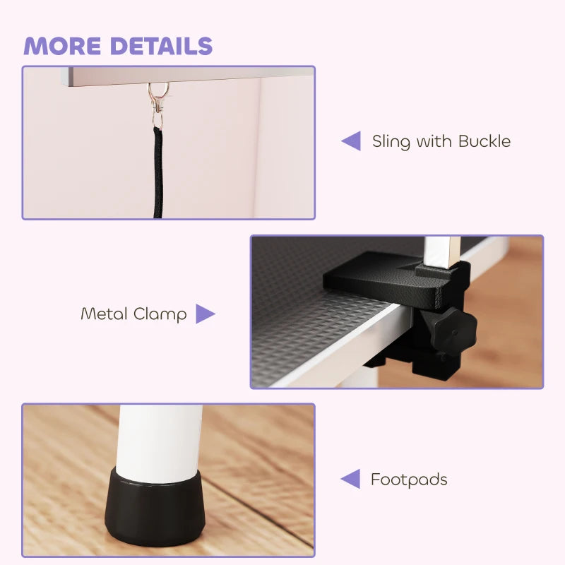 Foldable Pet Grooming Table for Dogs Cats with Adjustable Arm, Non-slip Surface, Black