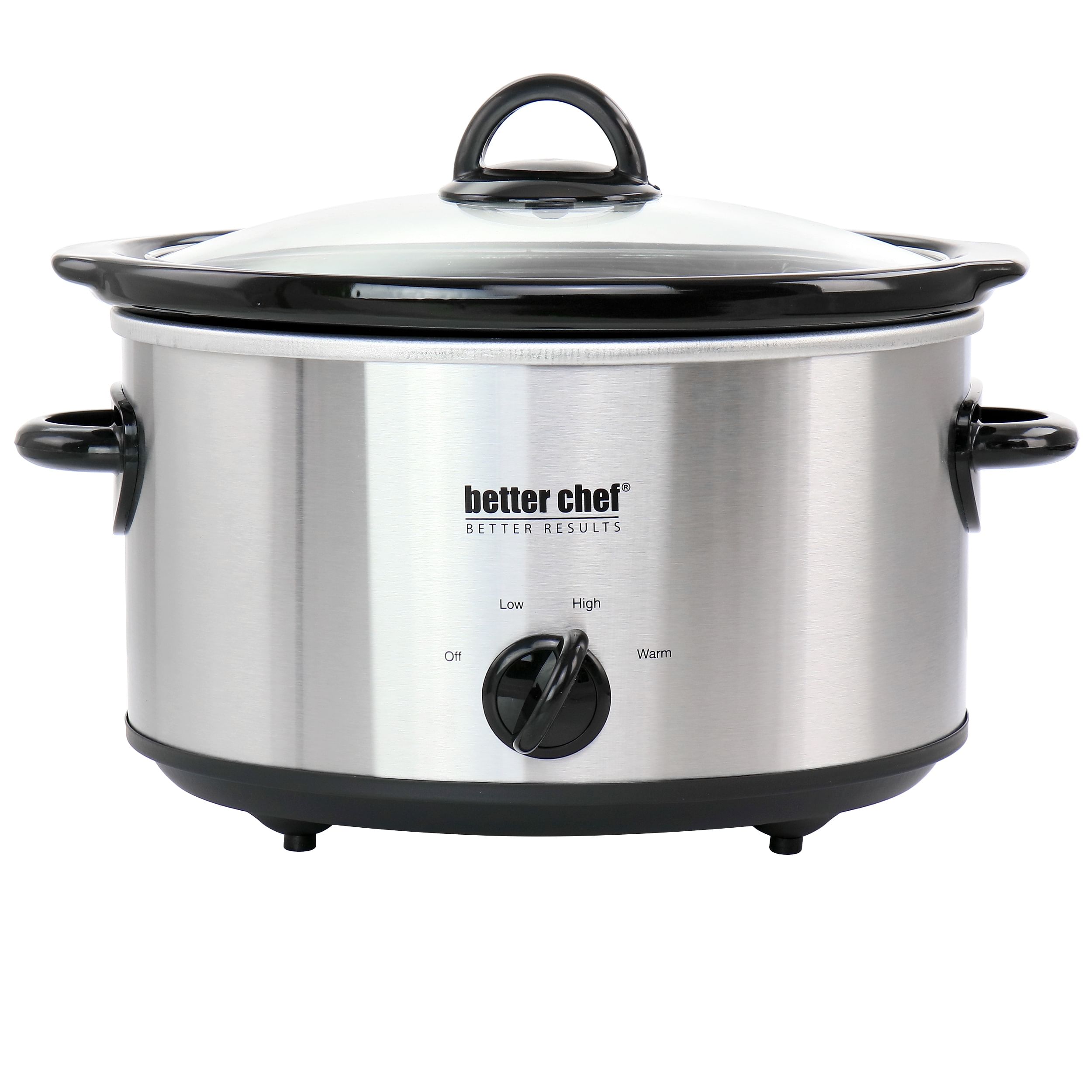 Better Chef 4 Quart Oval Slow Cooker with Removable Stoneware Crock in Stainless Steel - Free Shipping