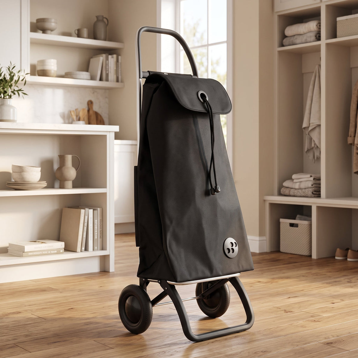 Folding Shopping Cart, Rolser I-Max MF Convert 2, Aluminum, Black