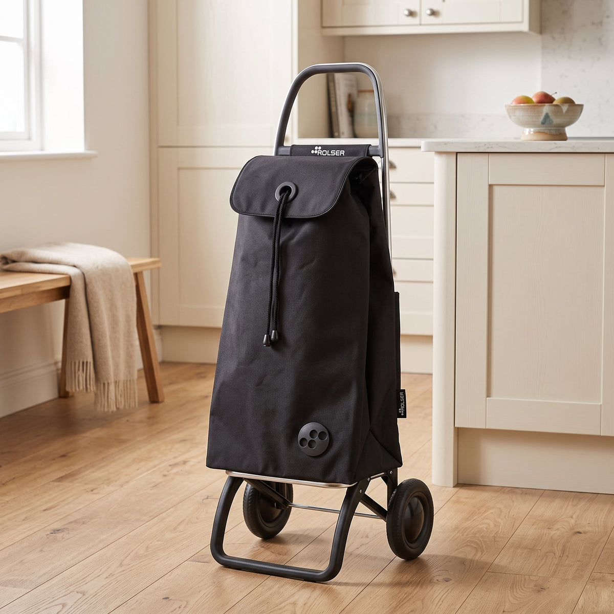 Folding Shopping Cart, Rolser I-Max MF Convert 2, Aluminum, Black