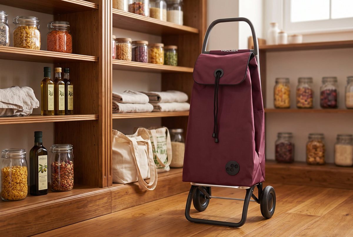Folding Shopping Cart, Rolser I-Max MF Convert 2, Aluminum, Burgundy
