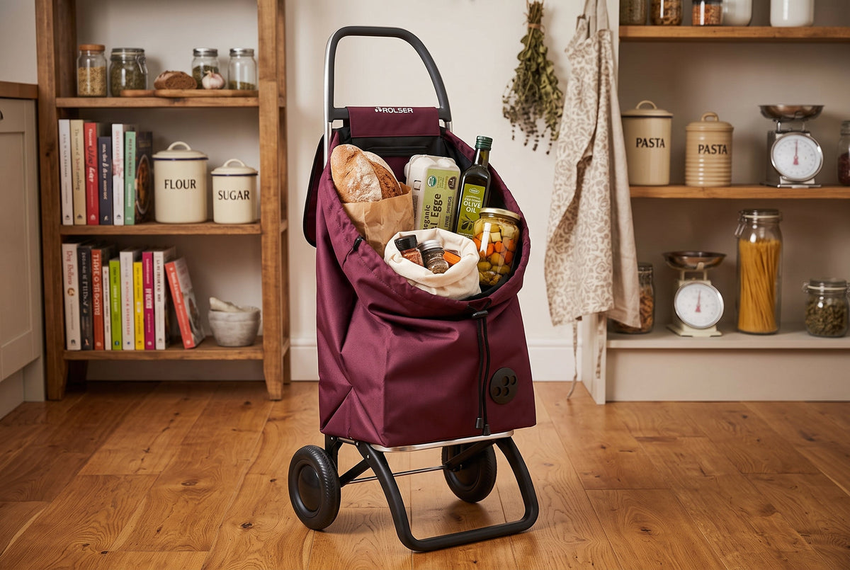 Folding Shopping Cart, Rolser I-Max MF Convert 2, Aluminum, Burgundy