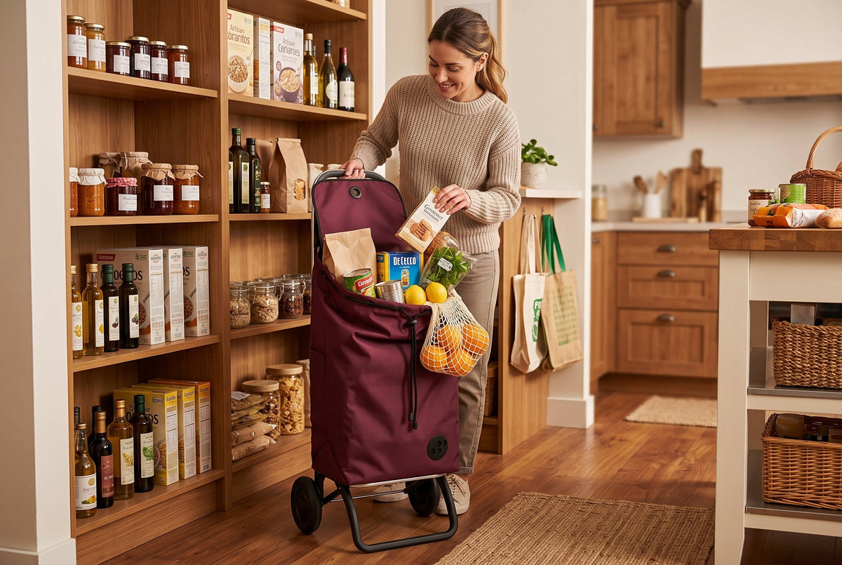Folding Shopping Cart, Rolser I-Max MF Convert 2, Aluminum, Burgundy