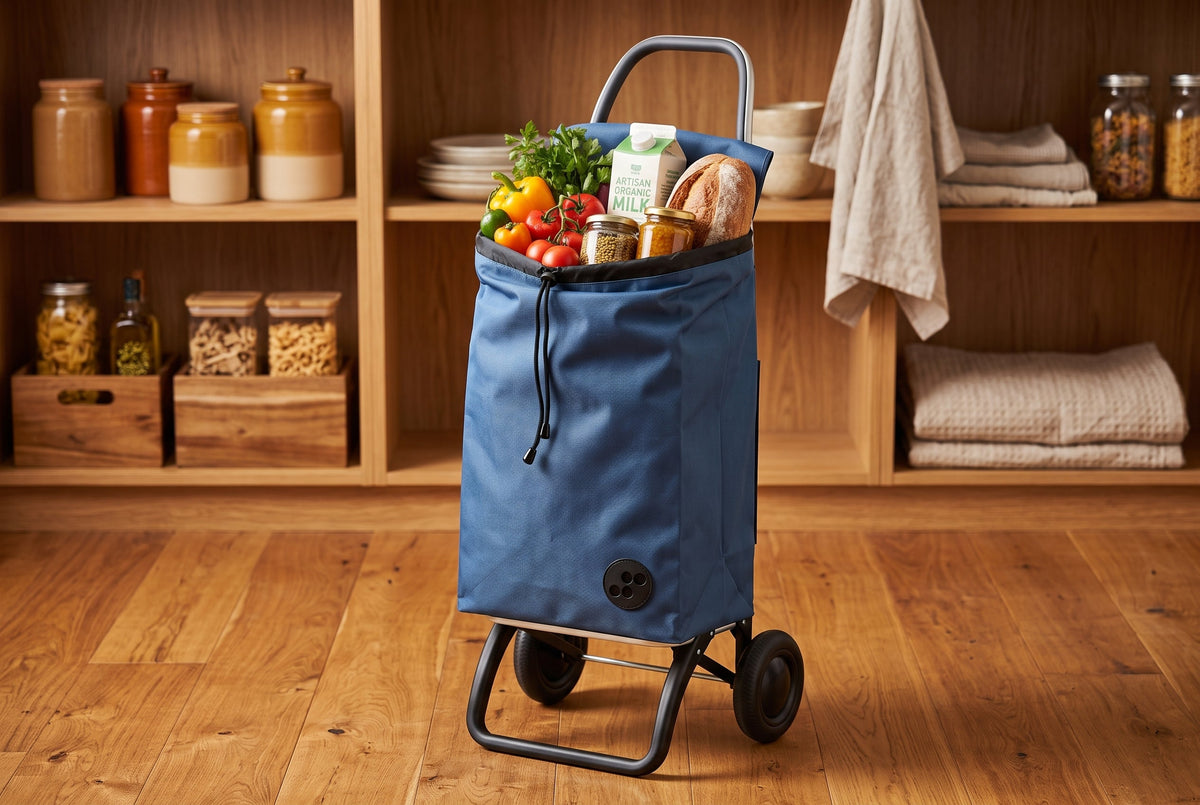 Folding Shopping Cart, Rolser I-Max MF Convert 2, Aluminum, Denim Blue