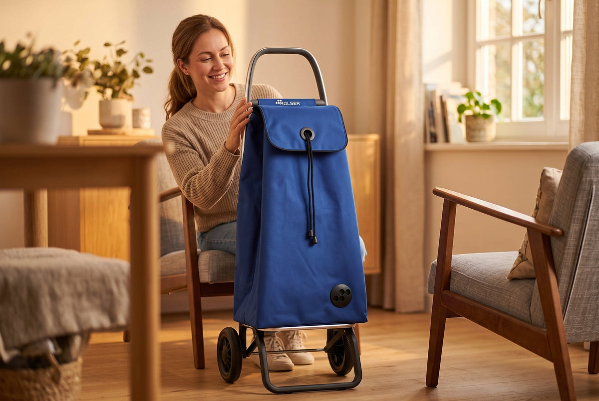 Folding Shopping Cart, Rolser I-Max MF Convert 2, Aluminum, Sapphire Blue