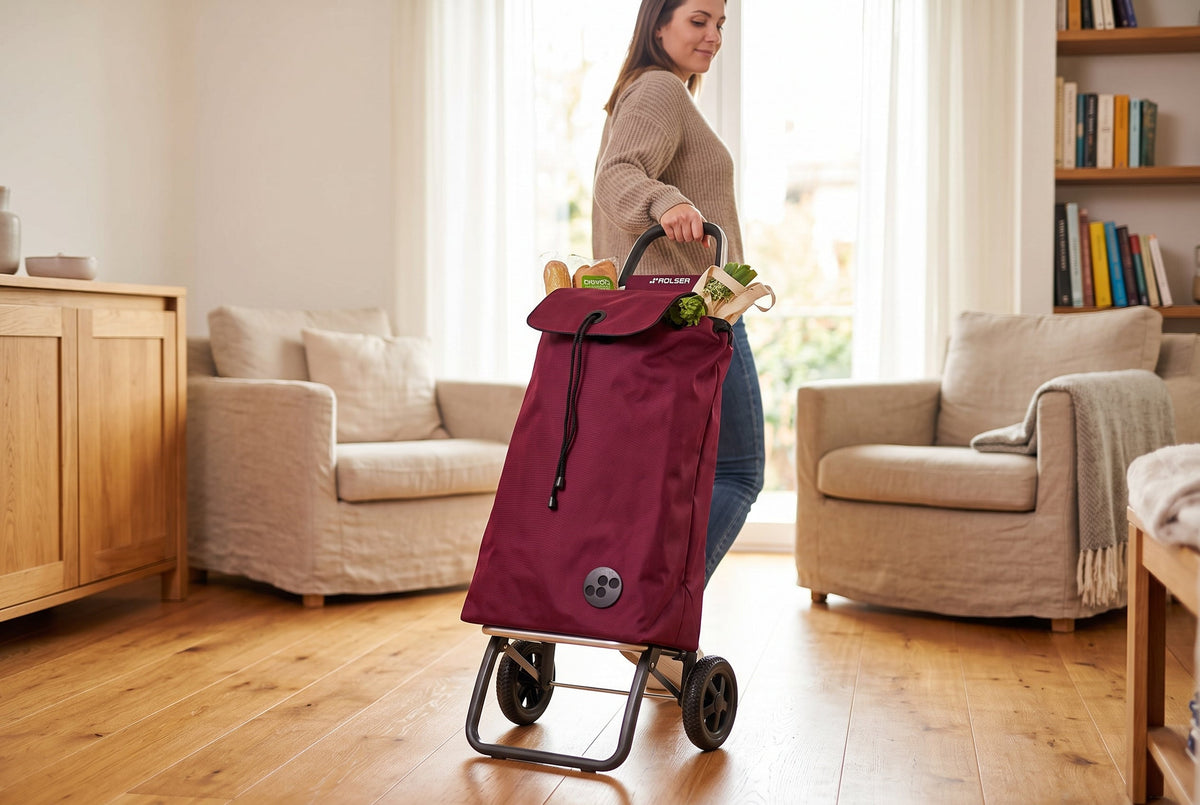 Folding Shopping Cart, Rolser I-Max MF Logic, 2-Wheel, Aluminum, Burgundy