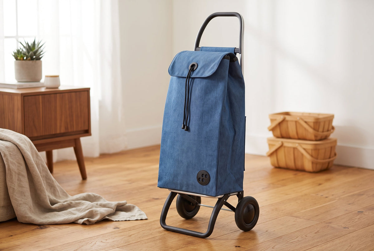 Folding Shopping Cart, Rolser I-Max MF Logic, 2-Wheel, Aluminum, Denim Blue