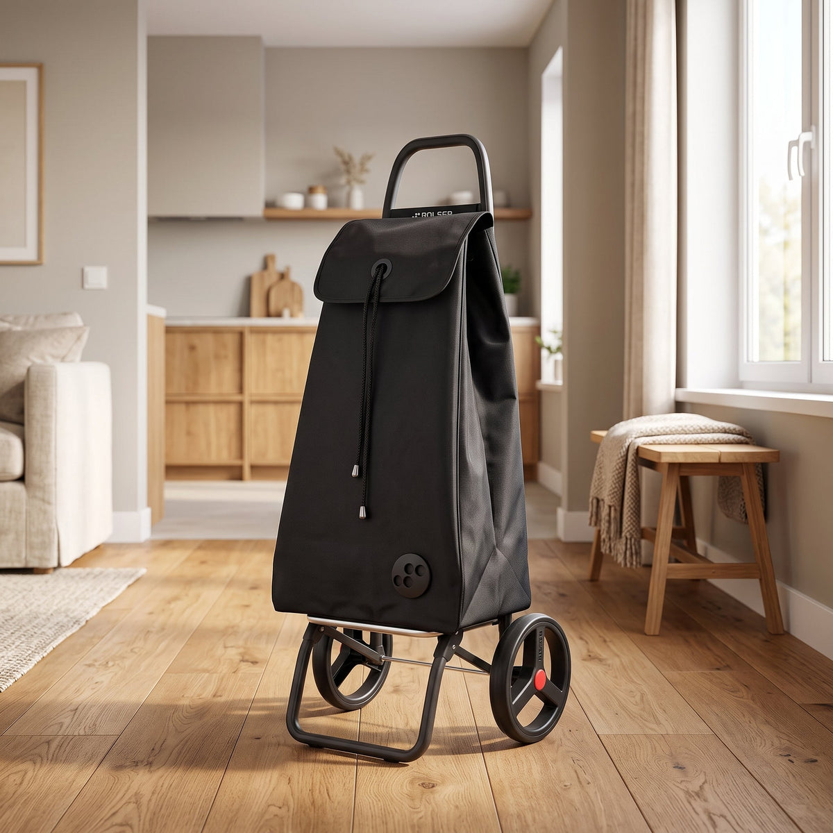 Folding Shopping Cart, Rolser I-Max Logic RSG, Aluminum, Black