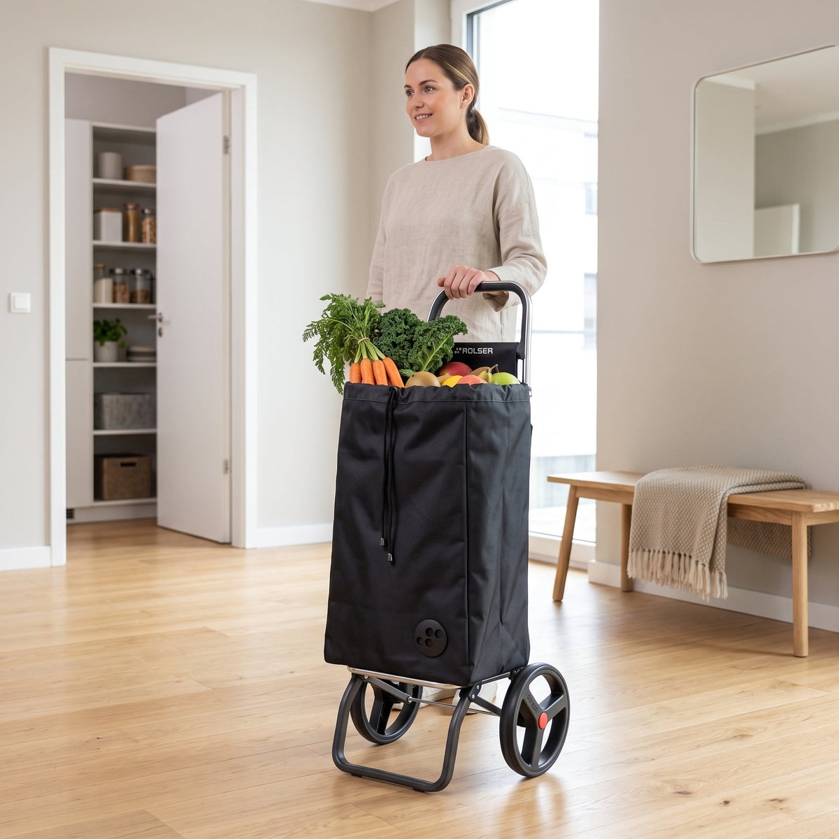 Folding Shopping Cart, Rolser I-Max Logic RSG, Aluminum, Black