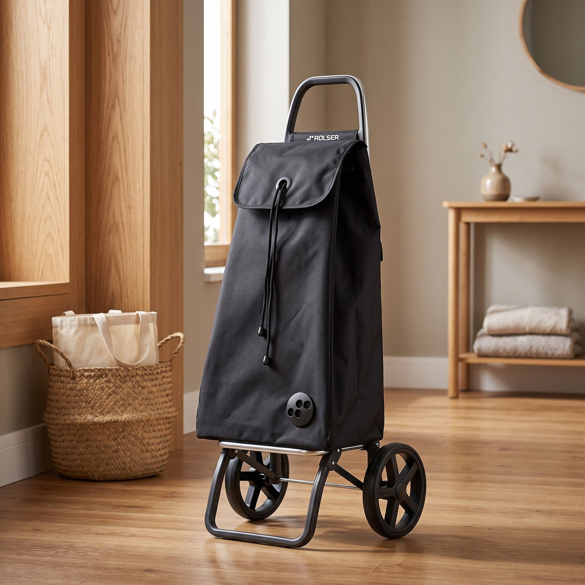 Folding Shopping Cart, Rolser I-Max Logic RSG, Aluminum, Black