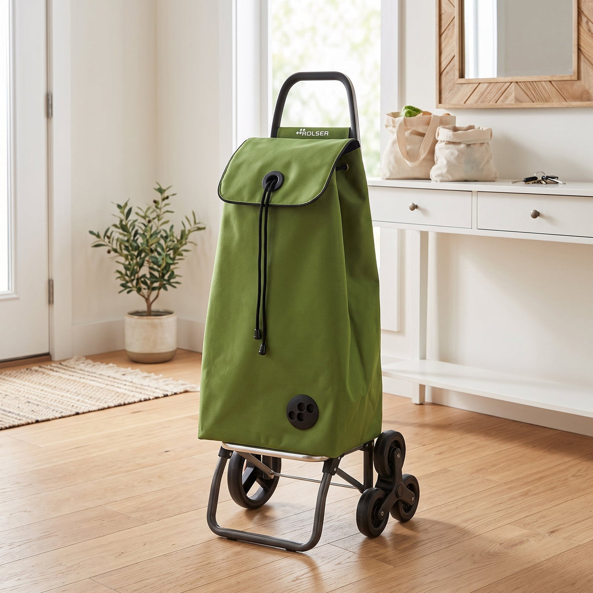 Folding Shopping Cart, Rolser I-Max Logic RSG, Aluminum, Olive
