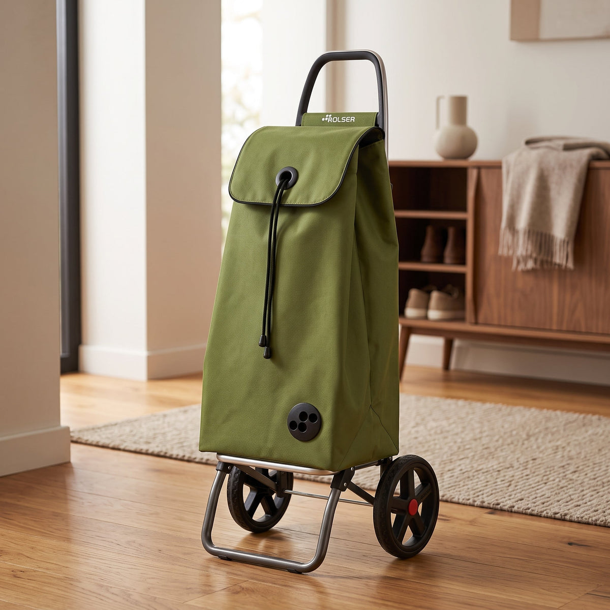 Folding Shopping Cart, Rolser I-Max Logic RSG, Aluminum, Olive