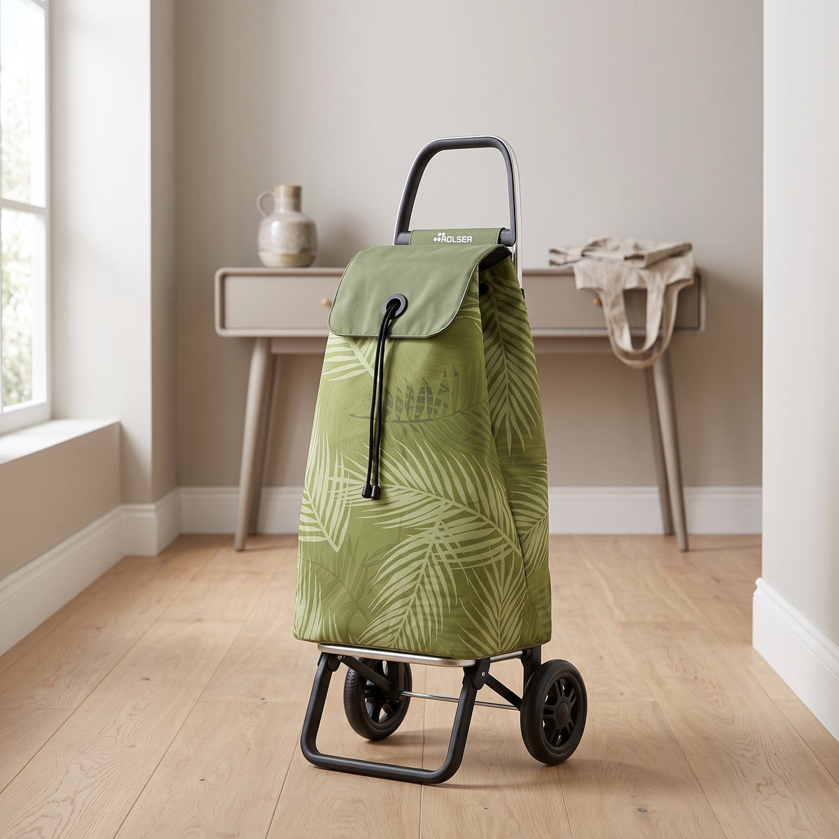 Folding Shopping Cart, Rolser I-Max Costa Rica Convert, Aluminum, Olive