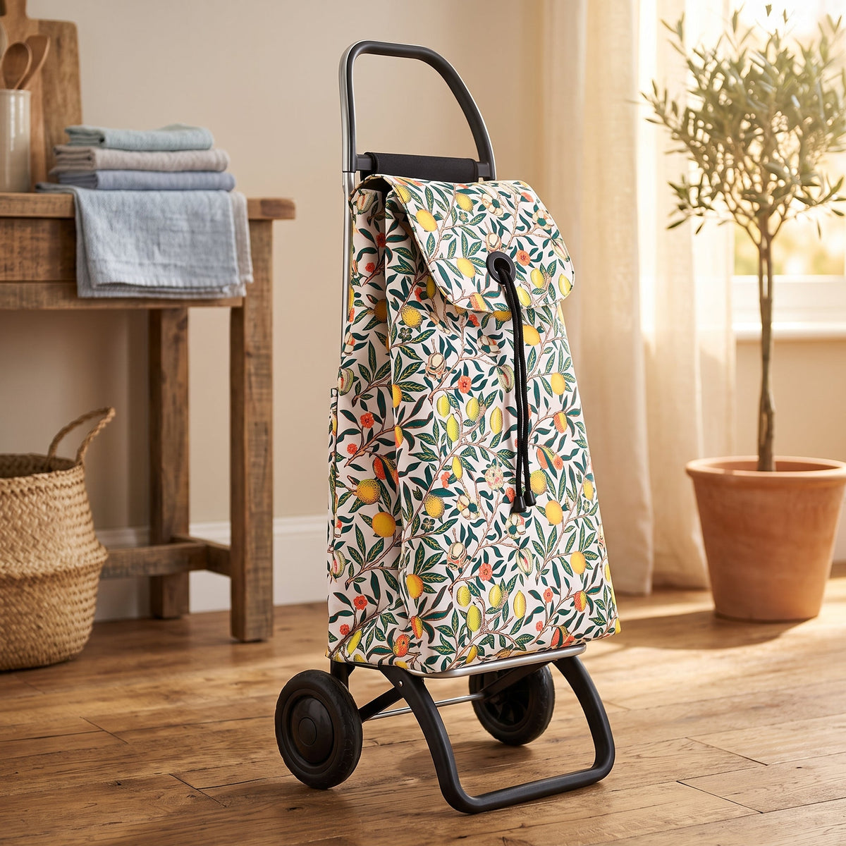 Folding Shopping Cart, Rolser I-Max Convert 2, Aluminum, Fruit Print