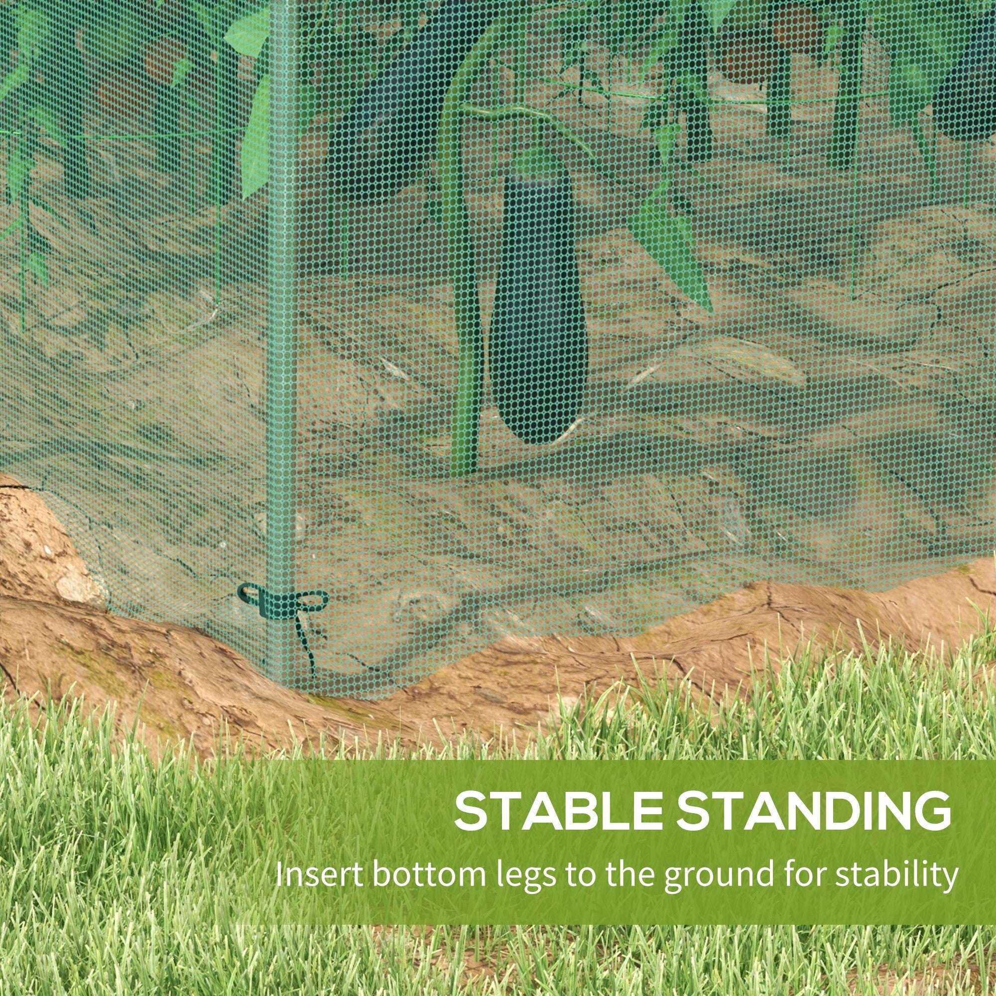 Outsunny Galvanized Steel Crop Cage, Plant Protection Tent with Zippered Door, 12' x 4', Green