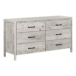 Modern Washed Pine 6 Drawer Double Dresser - Free Shipping