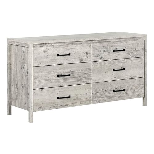 Modern Washed Pine 6 Drawer Double Dresser - Free Shipping