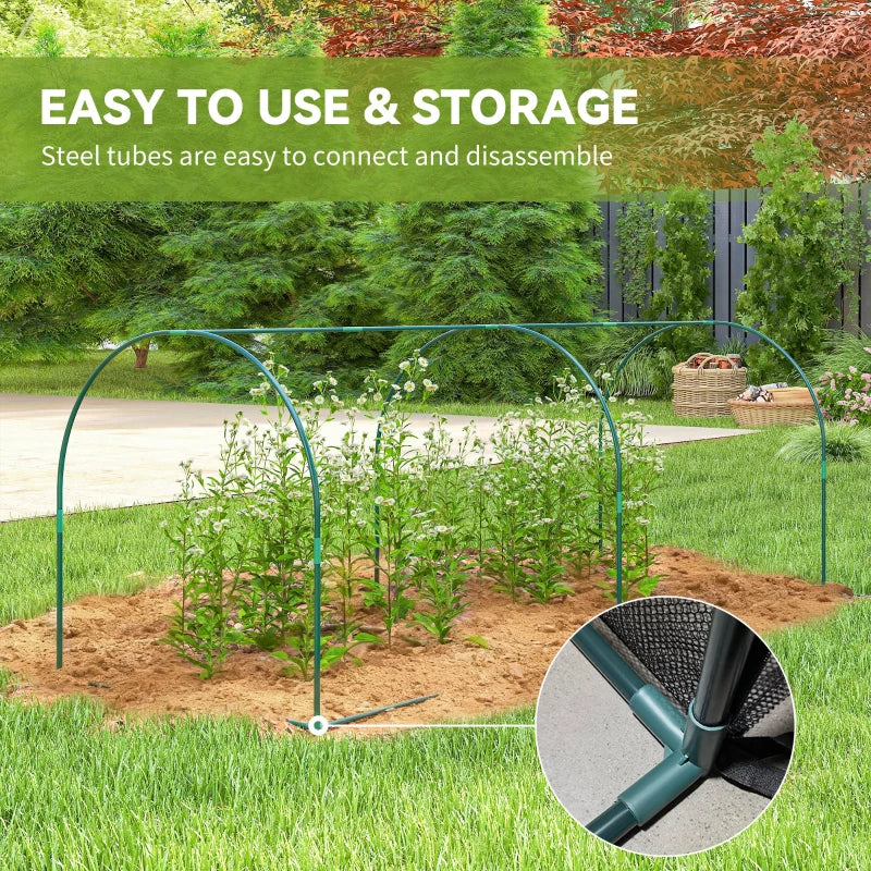 8' x 3' Crop Cage, Garden Plant Protector, with 3 Zippered Doors and 6 Ground Stakes, for Garden, Yard, Lawn, Black