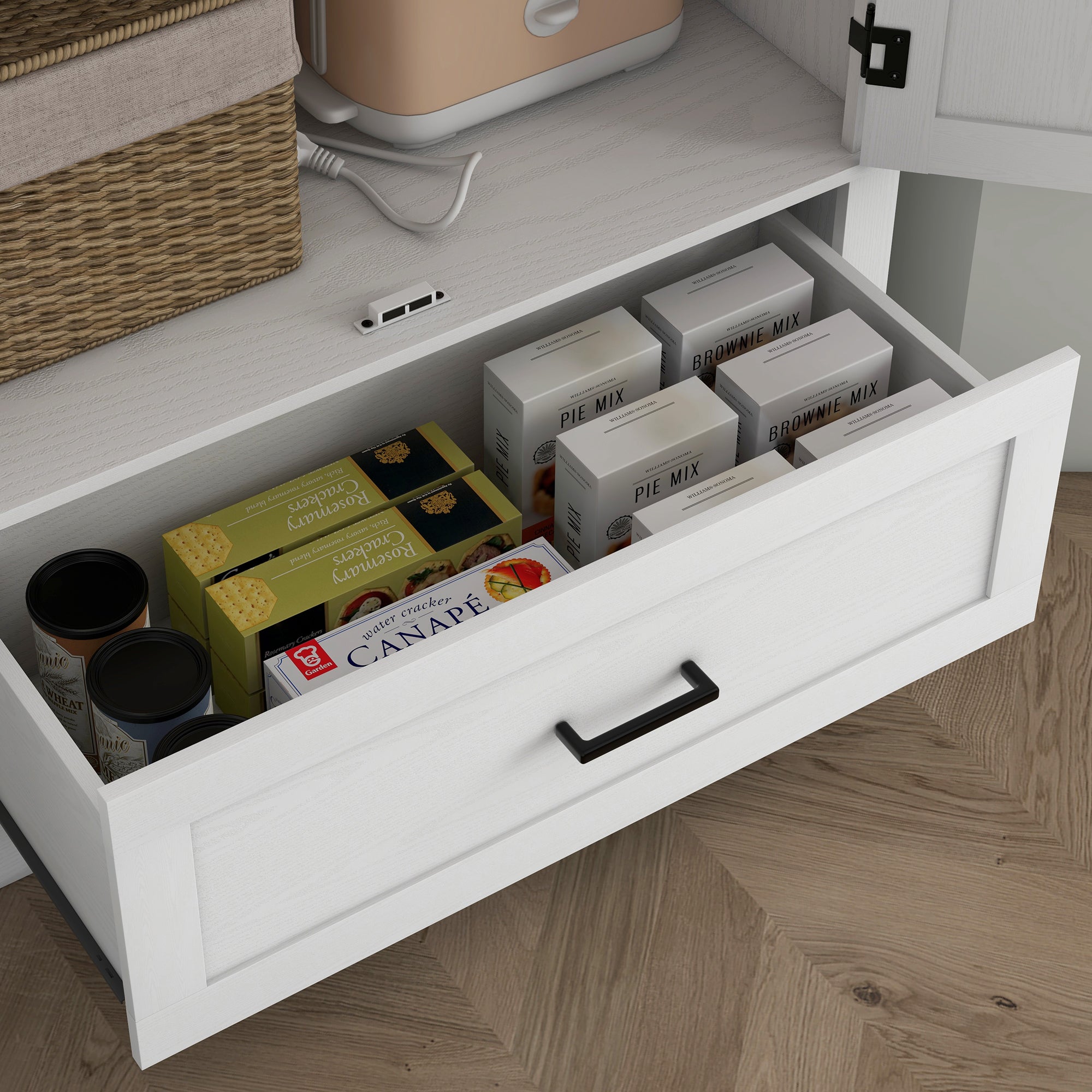 HOMCOM 69" Tall Farmhouse Kitchen Pantry Cabinet with 2 Doors, Drawer and Adjustable Shelves for Dining Room, White