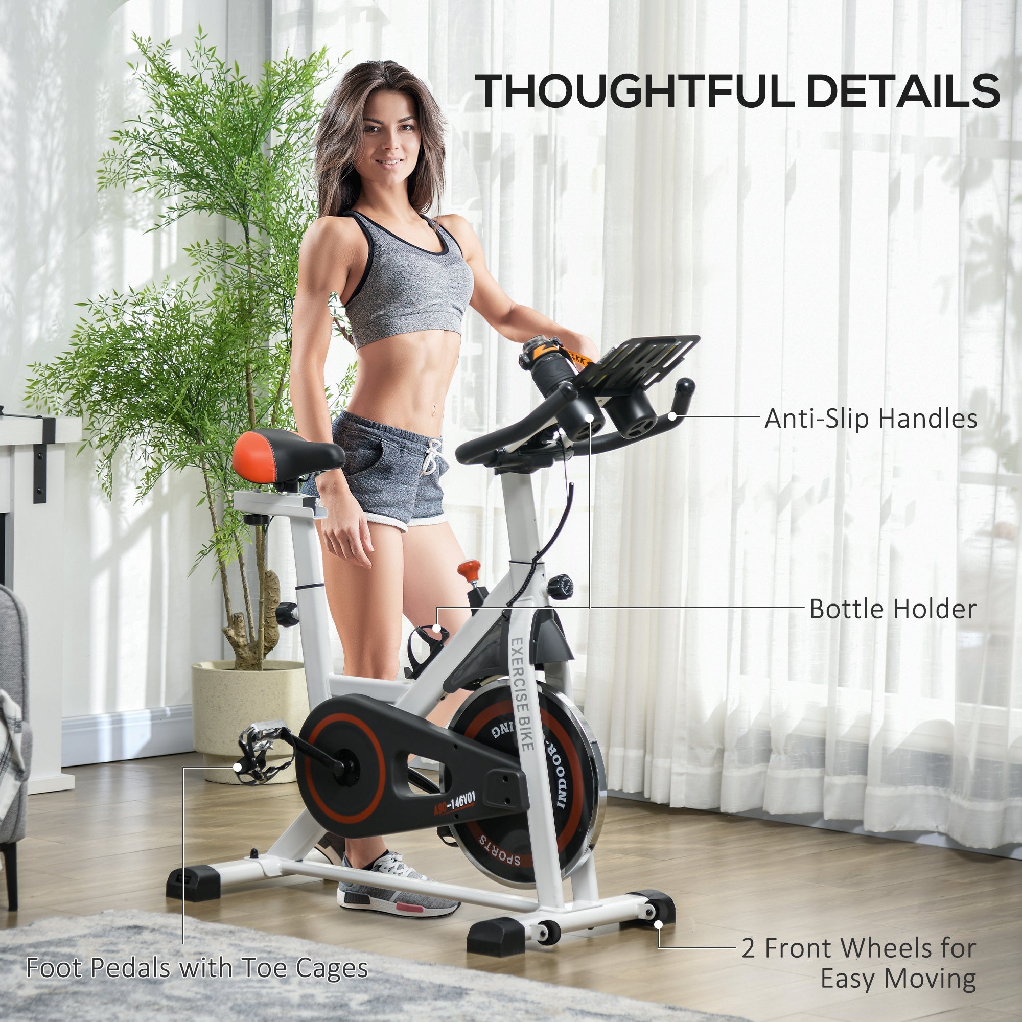 Soozier Adjustable Upright Exercise Bike Indoor Cycling Cardio Aerobic Training Workout Fitness Machine