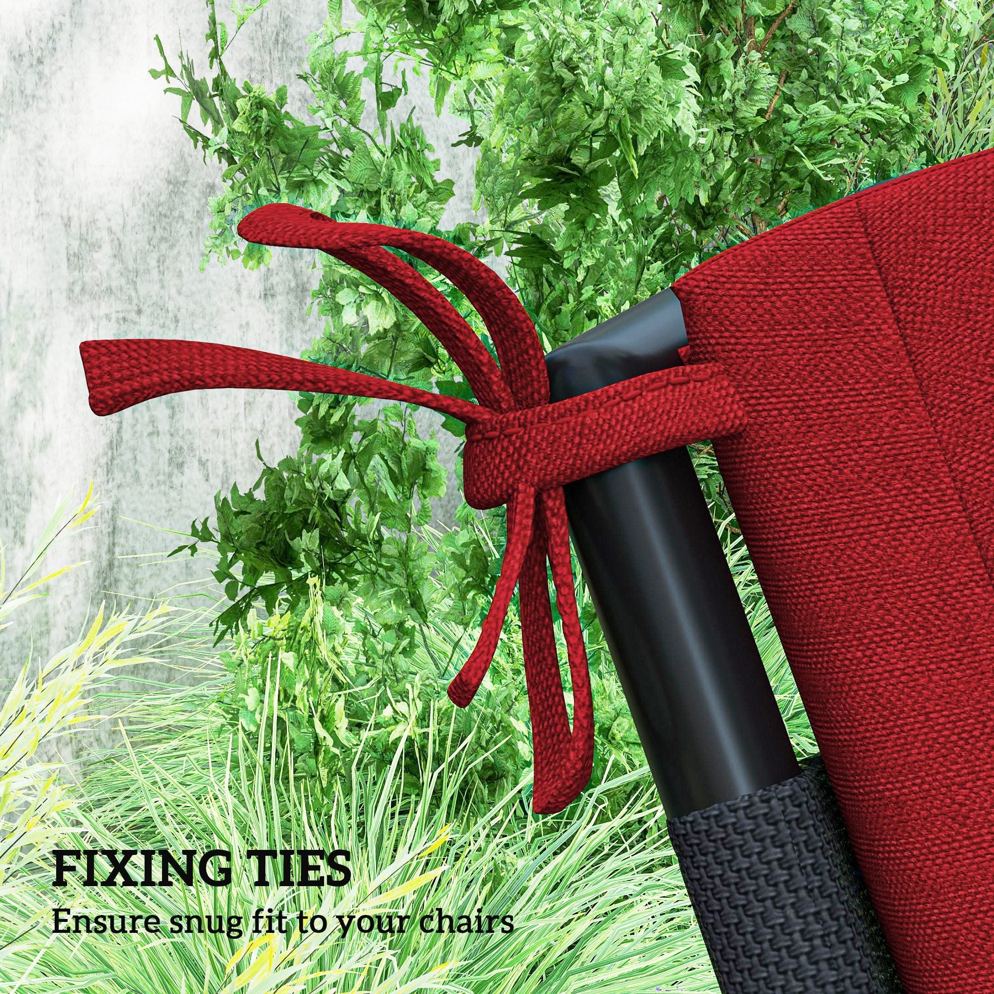 Outsunny Outdoor Cushions Set of 2 for Dining Chairs, Outdoor Seat Cushions with Back, Fade-Resistant Yarn-Dyed Polyester, Wine Red