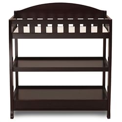 Modern Dark Brown Wooden Baby Changing Table with Safety Rail Pad and Strap - Free Shipping