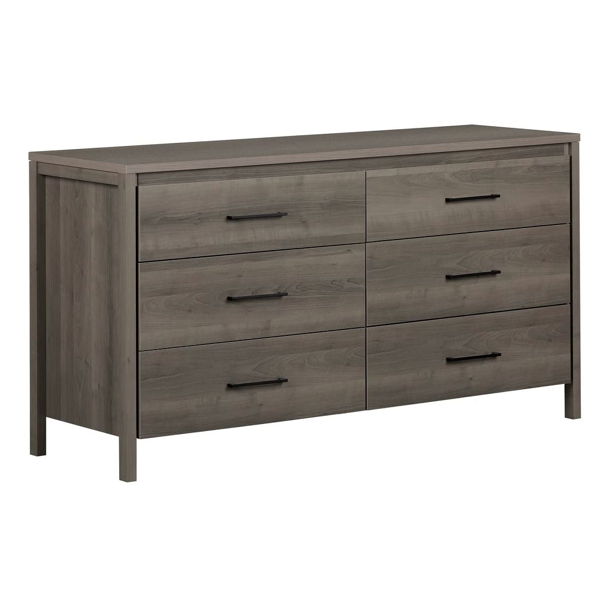 Modern Grey 6 Drawer Double Dresser - Free Shipping