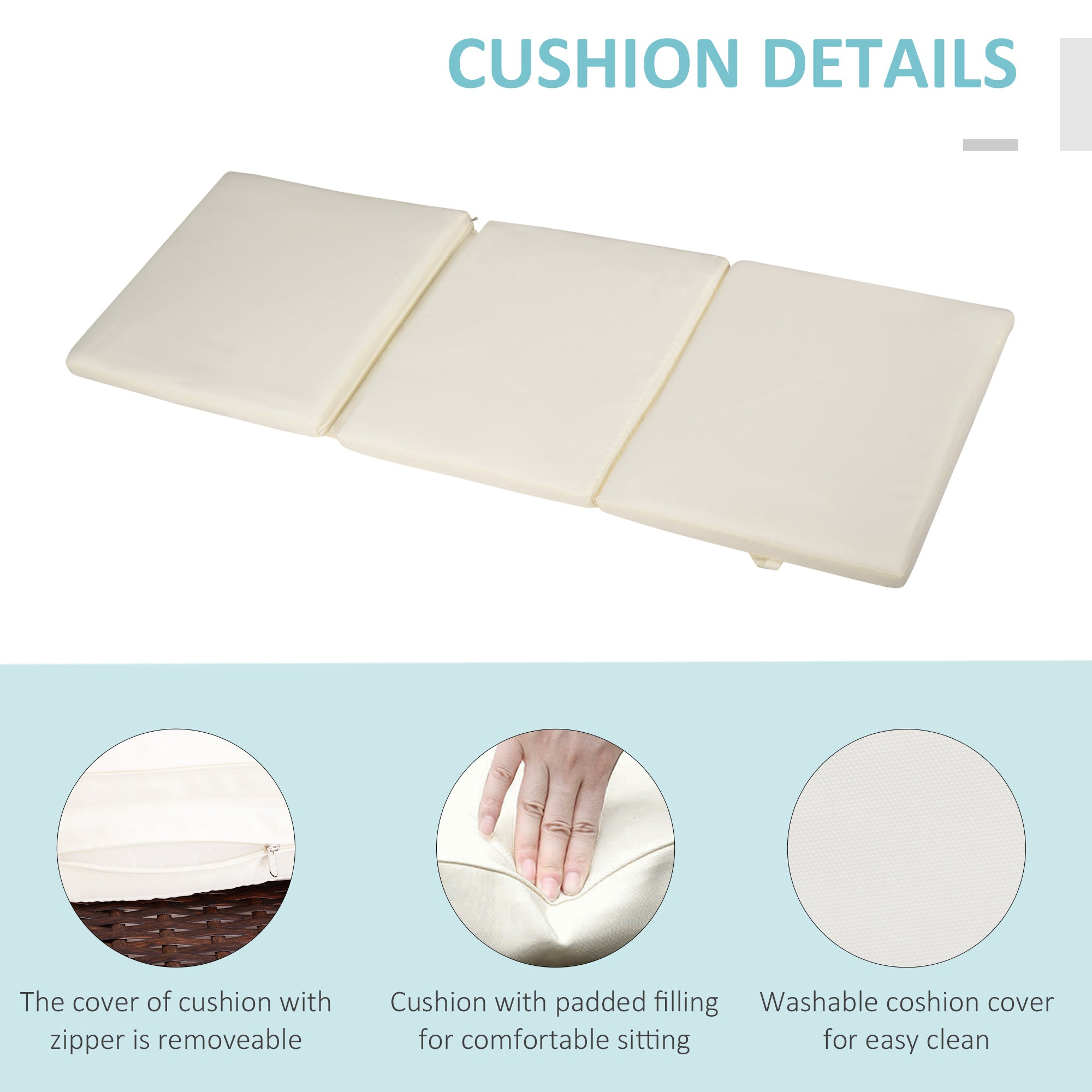 Outsunny Patio Lounger Chair Outdoor Rattan Wicker Chaise 5 Position Back Cream Cushion