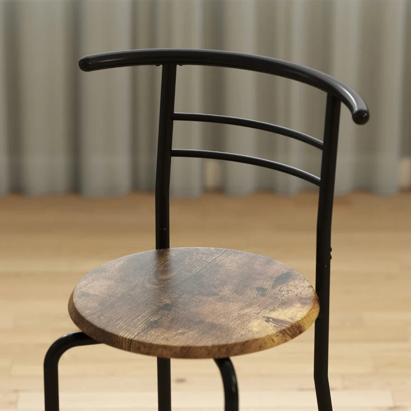 Dining Table Set of 3, Kitchen Table and Chairs Set for 2 with Shelf, Living Room Rustic Brown