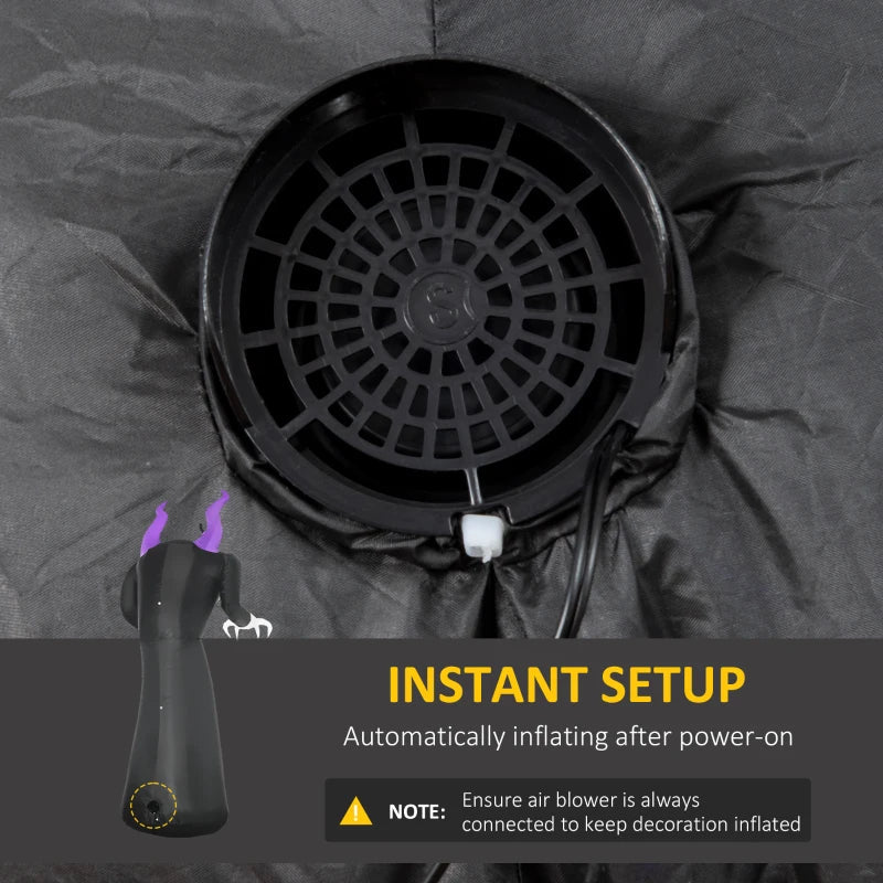 Outsunny 7ft Inflatable Halloween Ghost with Horns – LED Blow-Up Yard Display with Flame Effect