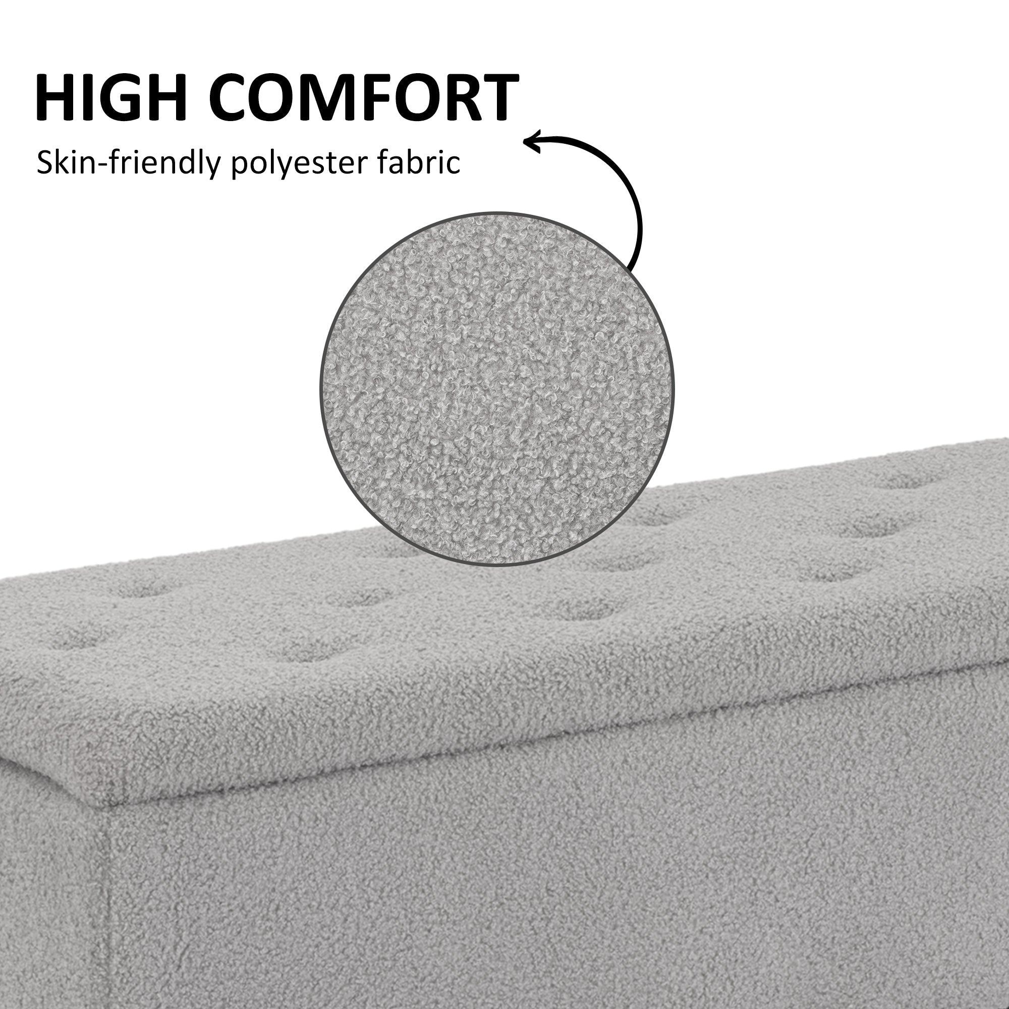 HOMCOM Luxe Lamb's Wool Ottoman: Modern Storage Bench for Elegant Living Spaces