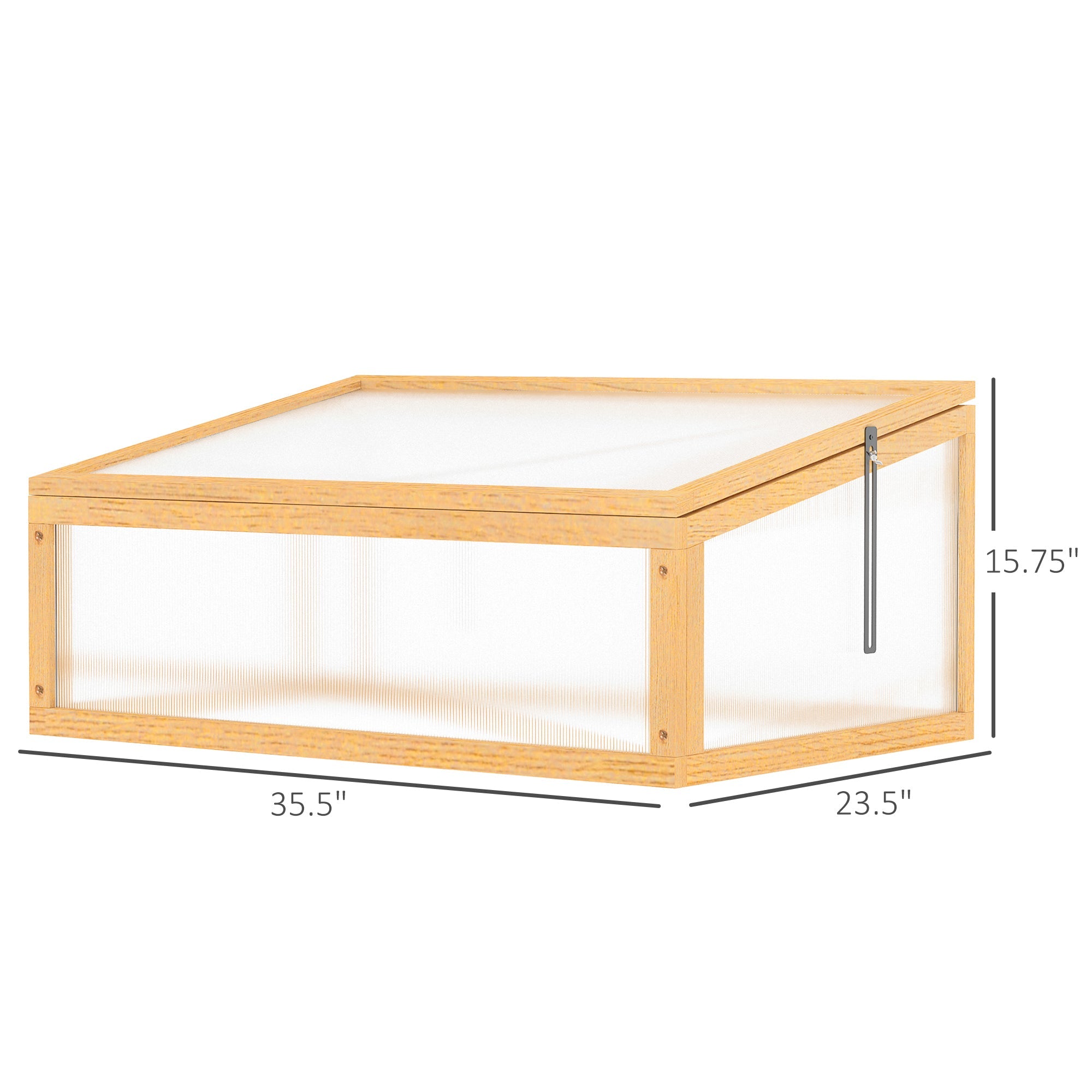Outsunny Wooden Cold Frame Greenhouse Raised Garden Planter Portable Openable Top 35.5"x23.5"x15.75" Light Brown