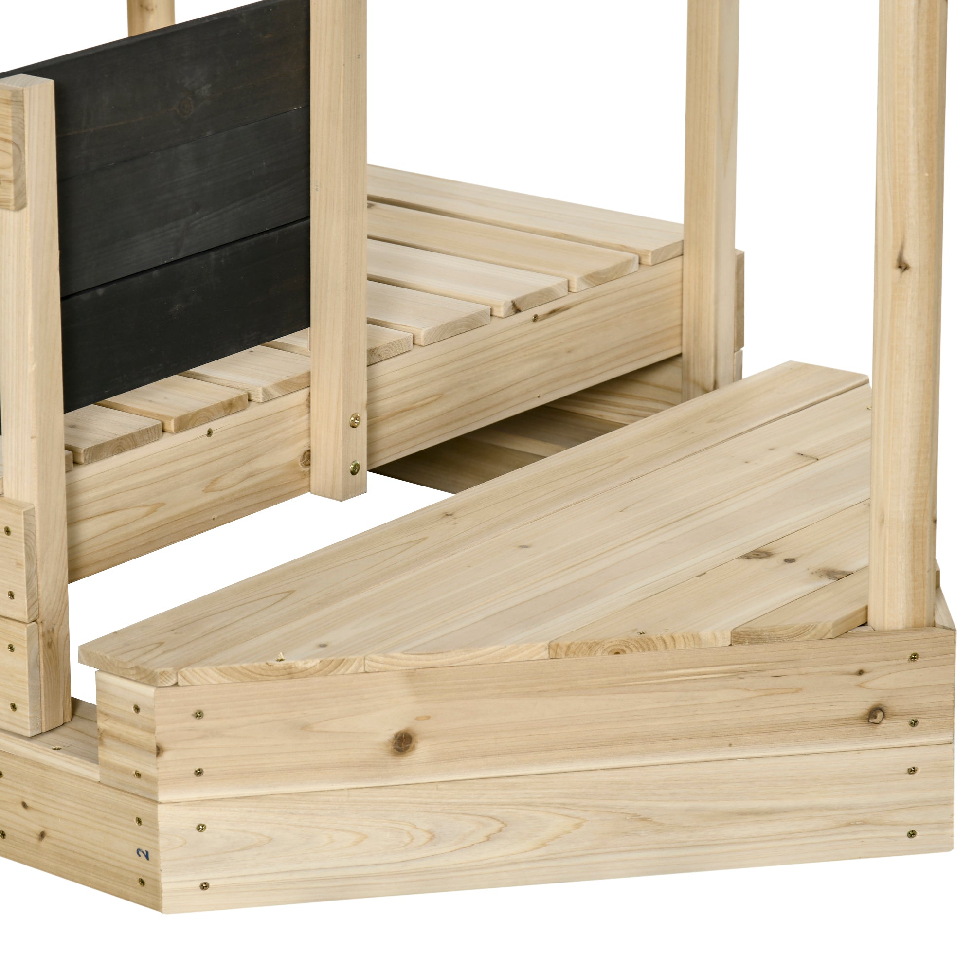 Outsunny Wooden Sandbox for Kids Outdoor Sand Boat with Cover Foldable Play Station Natural Wood Finish