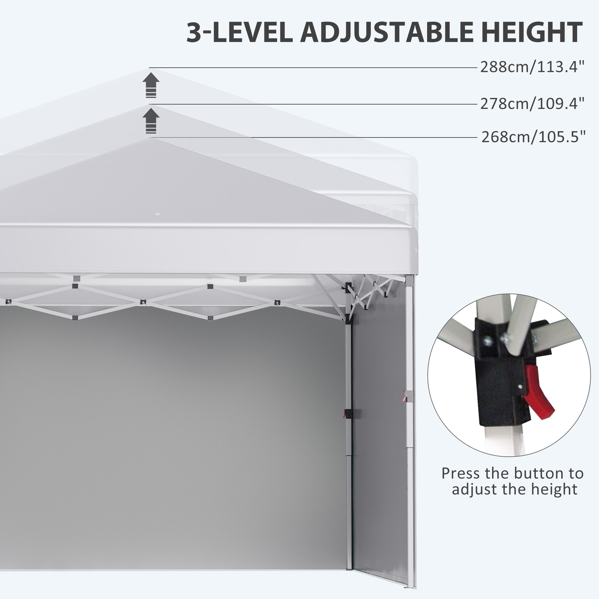 Outsunny Pop Up Canopy 10'x10' with Sidewalls & Roller Bag, Height Adjustable, White - Instant Shade for Outdoor, Garden, Patio