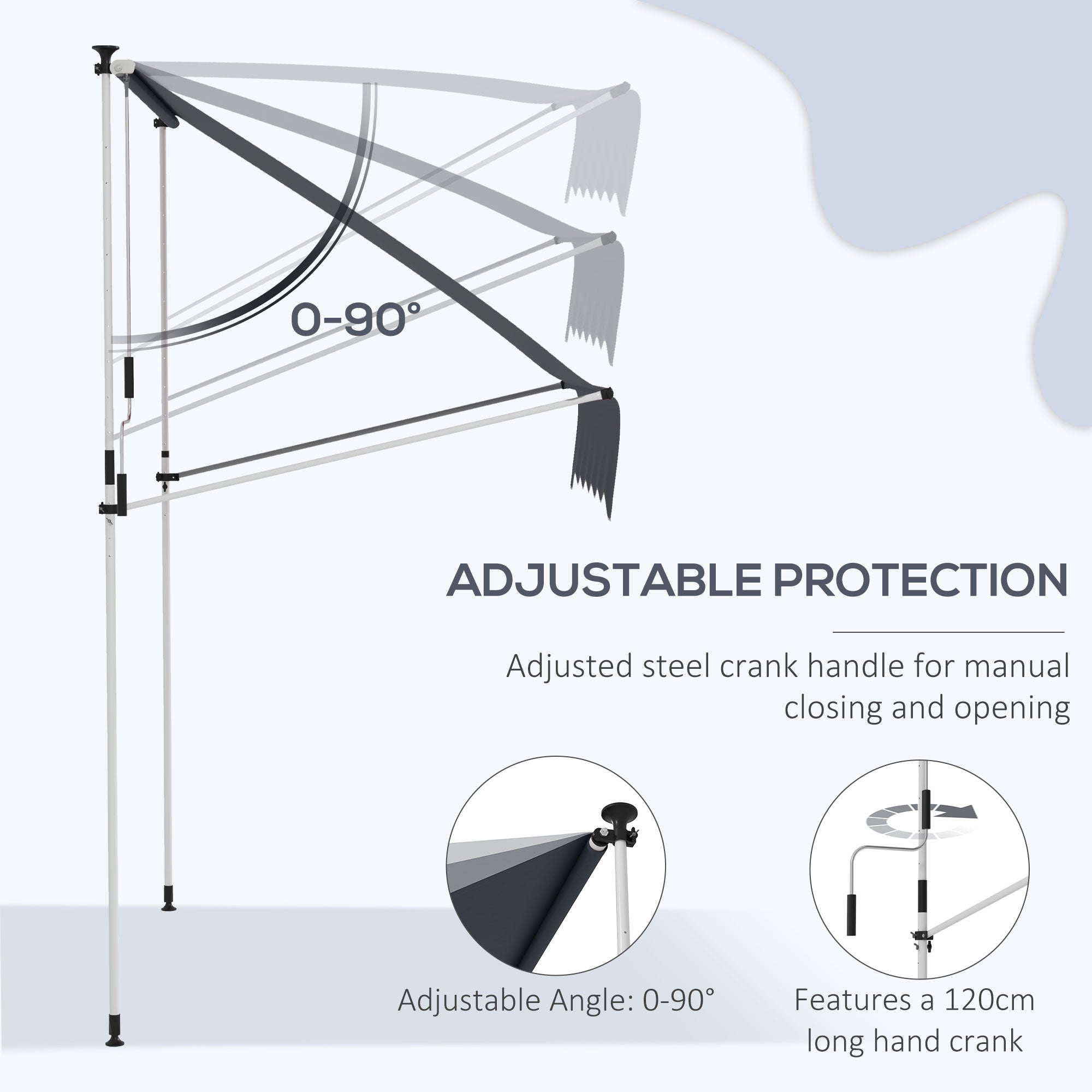 Outsunny Retractable Elegance: Manual Awning for Patio, Deck, Window, Door, 6.6'x5' Black Canopy, UV & Water Resistant