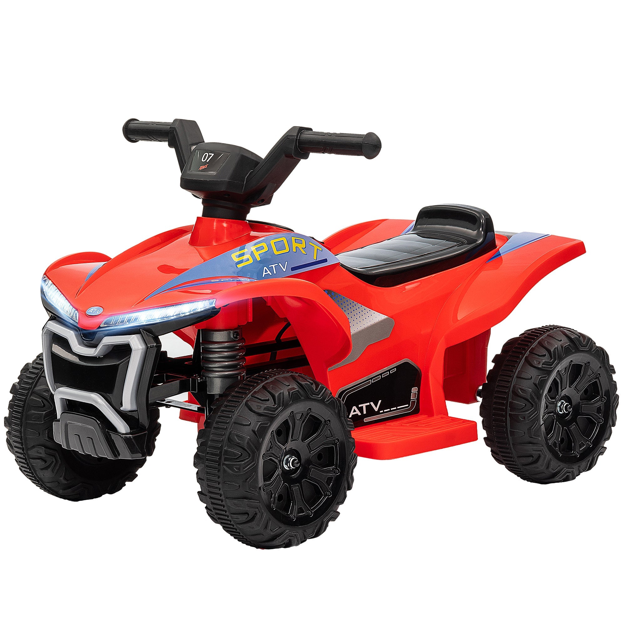 Qaba Kids ATV, 6V Battery Powered Electric Vehicle with Headlights, Forward/Reverse Switch for 18-36 Months, Red