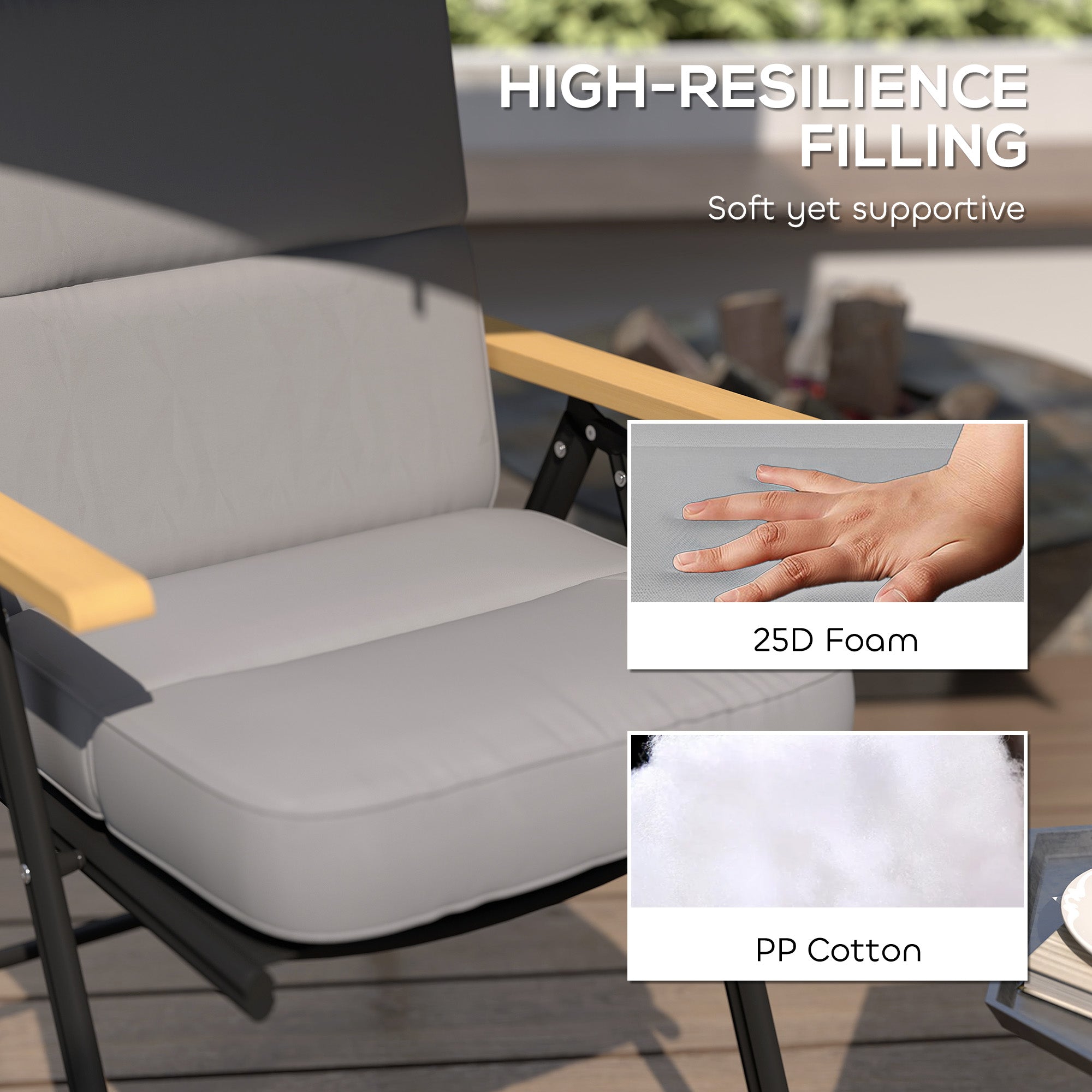 Outsunny Outdoor Seat Cushion with Back, Outdoor Chair Cushion with Ties and Adjustable Strap, UPF 20+Non-Slip Patio Cushion Replacement for Outdoor Chair, Light Grey