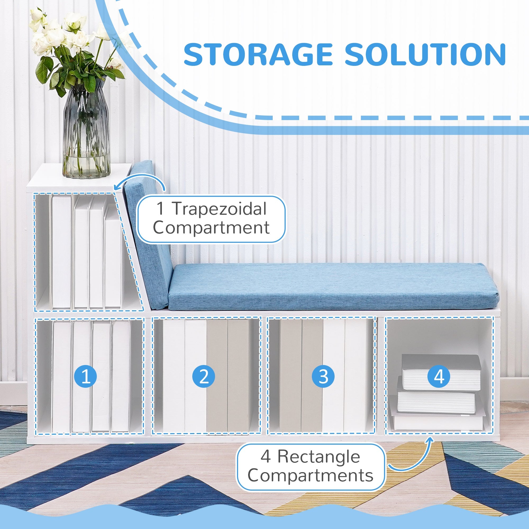 HOMCOM 2-Tier Bookcase Blue Modern Bookshelf Storage Cabinet Freestanding Display Unit Home Office Canada