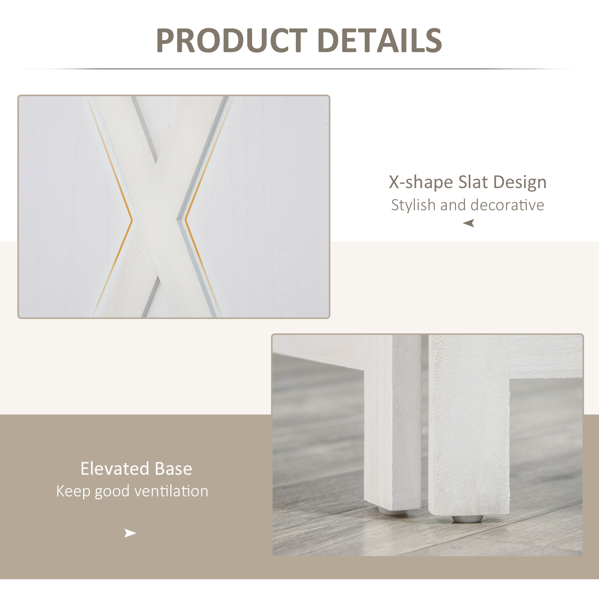 HOMCOM 3-panel Wall Partition Farmhouse Room Separator with Foldable Design Wooden Frame 5.6FT, White