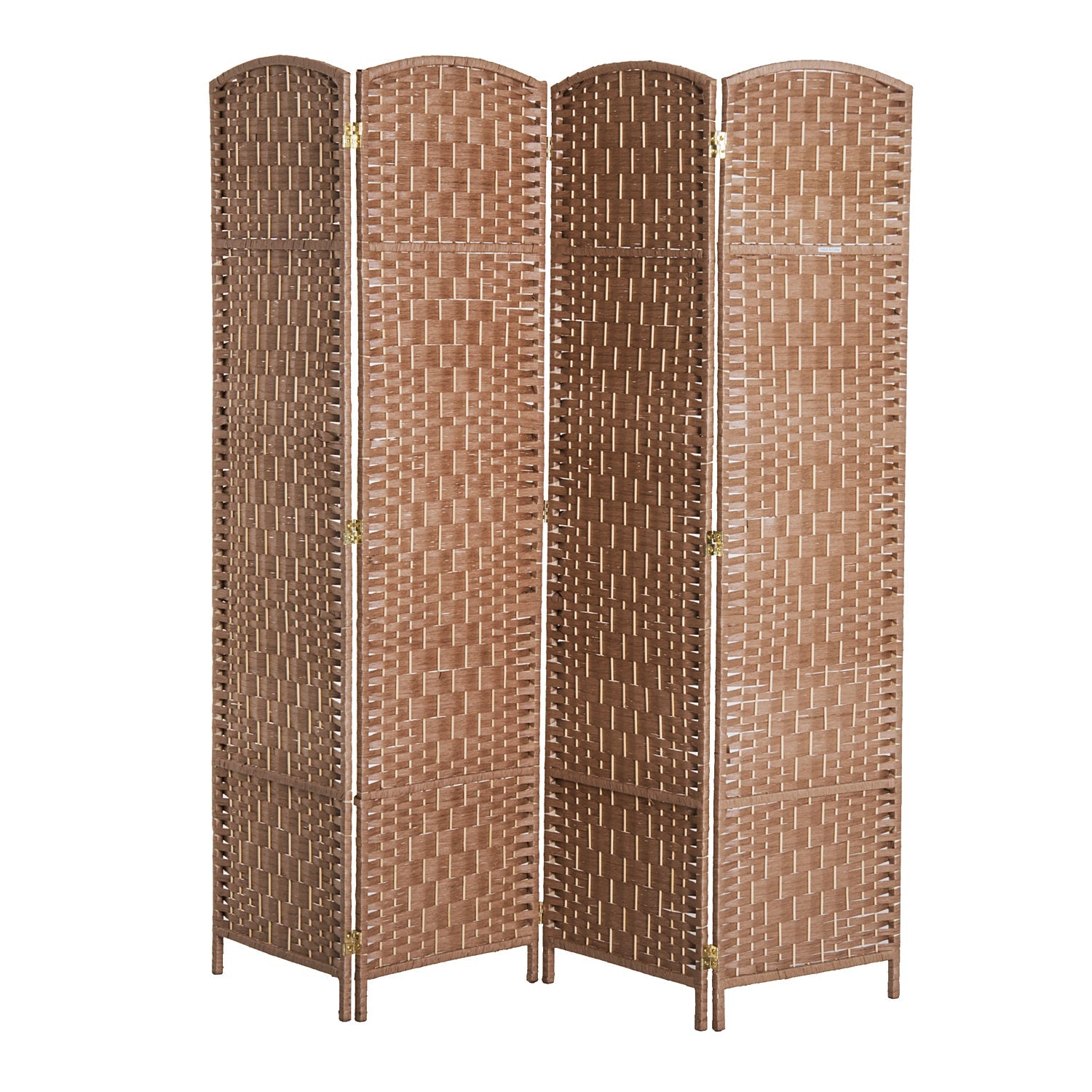HOMCOM Natural Elegance Room Divider: 4-Panel Woven Wicker Indoor Privacy Screen for Home Decor