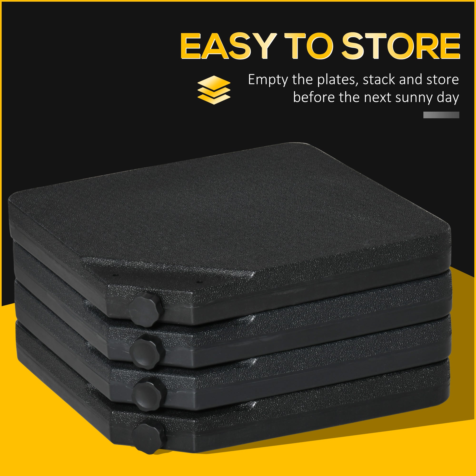 Outsunny Cantilever Weights: Set of 4 Sand/Water Fillable Bases for Banana Umbrellas Black