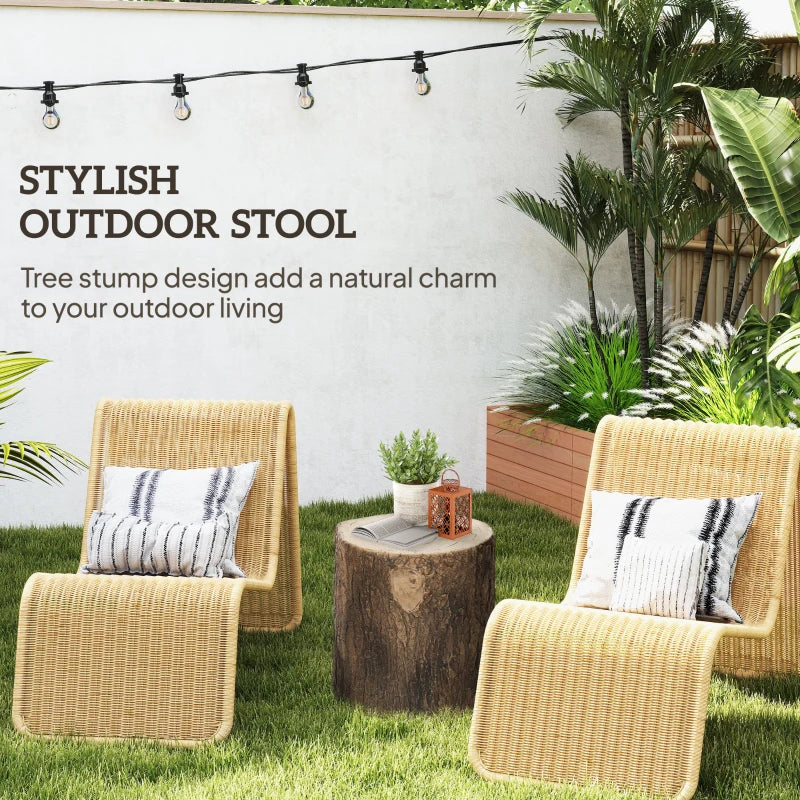 Tree Stump Decorative Garden Stool, 15" Outdoor Stool Side Table Plant Stand Footstool for Indoor Outdoor, Brown