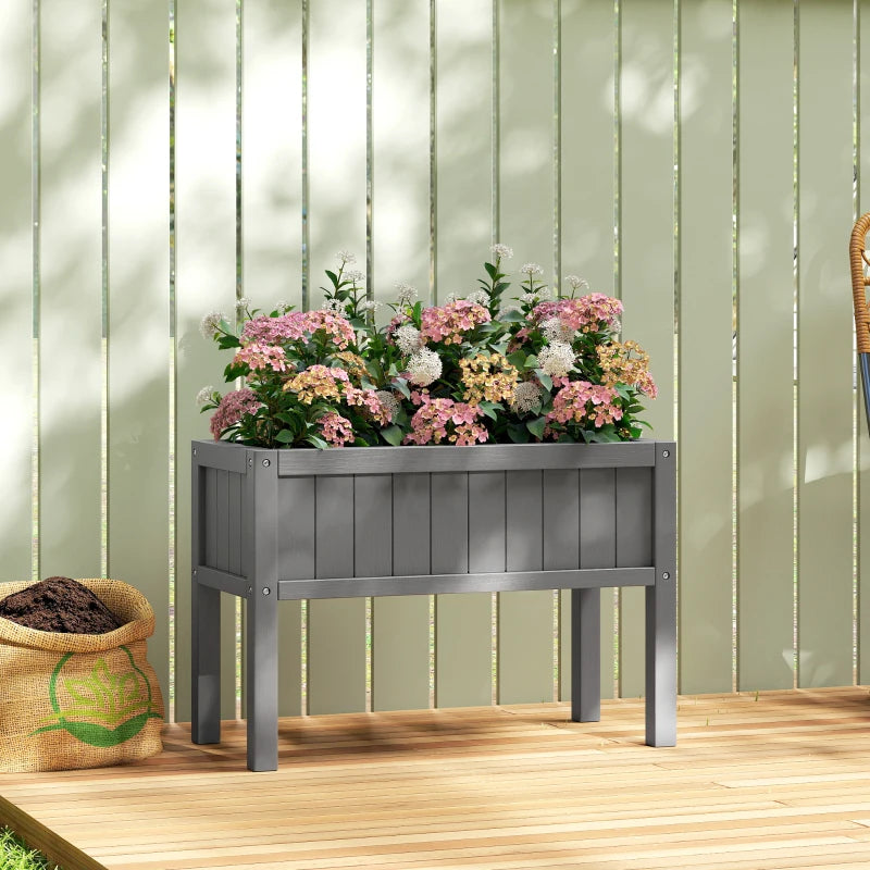 Raised Garden Bed with Legs, HDPE Raised Planter with Drainage Holes and Liner for Vegetables Flowers Herbs